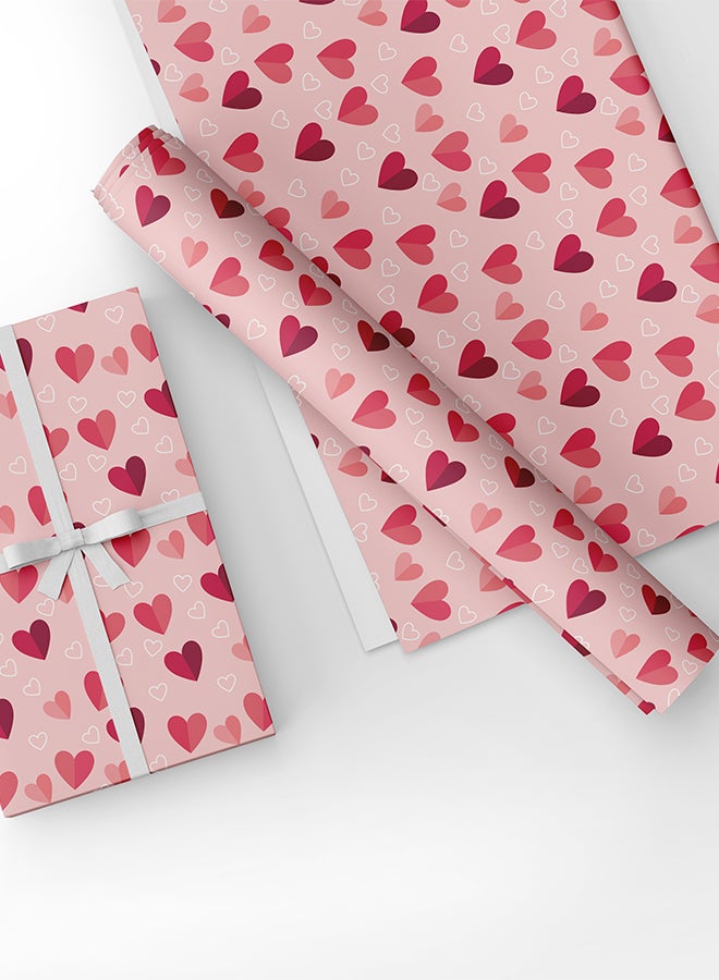 Share the Love ورق تغليف قلوب وردية ناعمة، 6 ورقات - Image 3